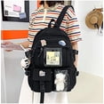 thumbnail image 3 of Mochila Kawaii con pin Kawaii y accesorios Mochila Mochila estética linda Mochila Kawaii linda para la escuela (negro), 3 of 5
