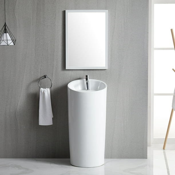 Ceramic Pedestal Sink Above Counter Round Bathroom Vanity Art Basin Com - Counter Sink Design Bathroom With Pedestal