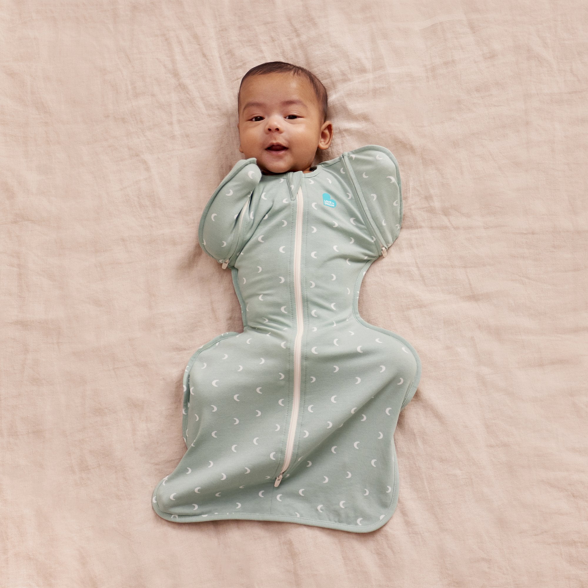 Love to Dream Swaddle UP Transition Baby Sleep Bag 1.0 TOG, Zip-Off Wings, Medium 13-19 lbs, Olive Moon