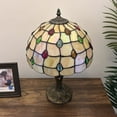 thumbnail image 5 of TiffanyTable Lamp Gold Stained Glass Crystal Beans LED Bulb Included For Living Room Bedroom Bedside 12"W*12"D*19"H, 5 of 7