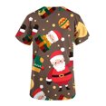thumbnail image 5 of Pntutb Moda para mujer Camisetas de manga corta con cuello en V Uniforme de trabajo Estampado de Navidad con tops de blusa de bolsillo Pntutb Pntutb-5653, 5 of 5