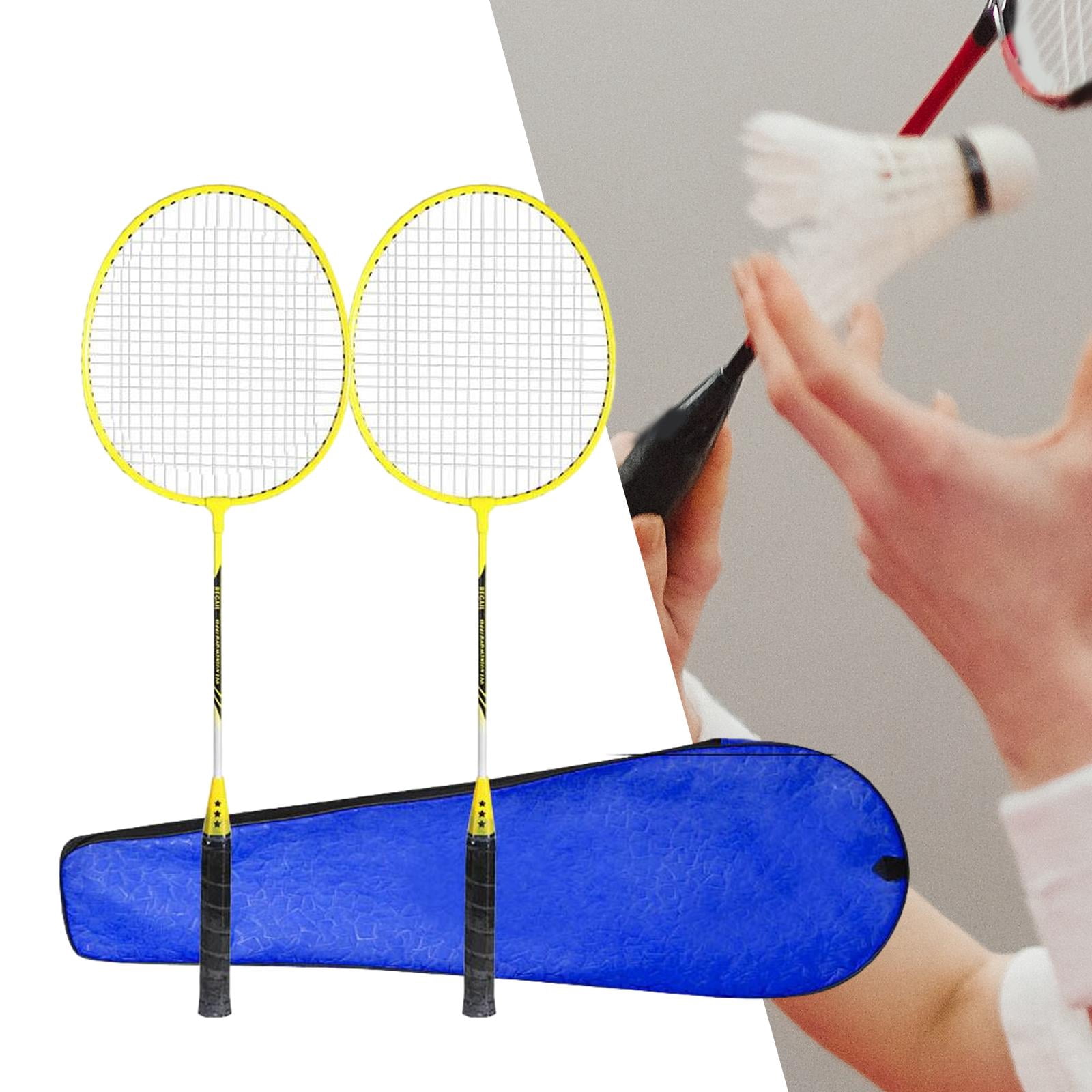 Baoblaze 2Pcs Badminton Rackets Set Badminton Shuttlecock for Couples Beginners Beach yellow