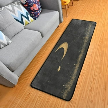 Night Moon 72x24" Runner Rug, Non-Slip Memory Foam Cushion, Anti-Crease for Hallways and Bedrooms
