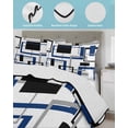 thumbnail image 4 of Blue Black Geometric Twin Size Down Alternative Comforter, Lightweight Comforter Quilt Bedding Set with Pillow Shams Modern Minimalist Stripes Aesthetic All Seasons Bed Comforter Duvet Insert 68"x86", 4 of 7