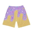 thumbnail image 2 of Boys Shorts Fun Ice Cream Cone Printed Summer Shorts for Kids Comfortable Elastic Waistband with Pockets Light Purple 150, 2 of 3