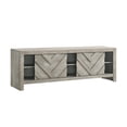 thumbnail image 2 of Benjara Velz TV Media Stand Console- 2 Chevron Doors- Open Shelves- Beige, 2 of 11
