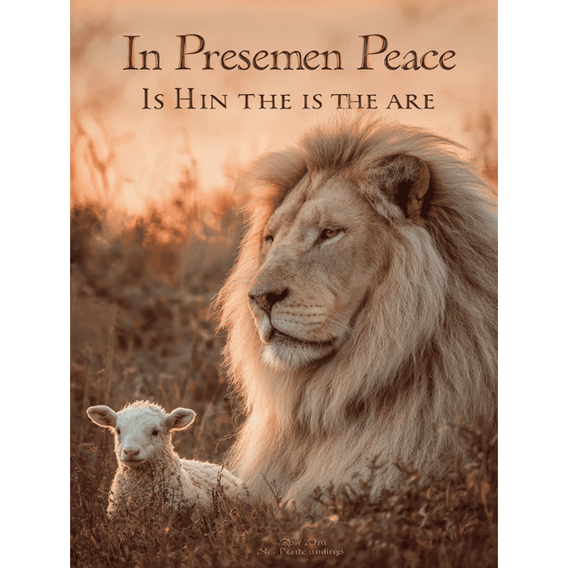 Lion And Lamb Peace Decor Canvas Wall Art 15.75x11.81 Inches