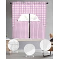 thumbnail image 2 of Pink Grid Swag Curtains for Living Room/Bedroom Windows, Checkered Plaid Gingham Lattice Trellis Print Kitchen Curtains and Valances Set 36 Inch Length, Light Filtering Swags Valance Curtain Panels, 2 of 5