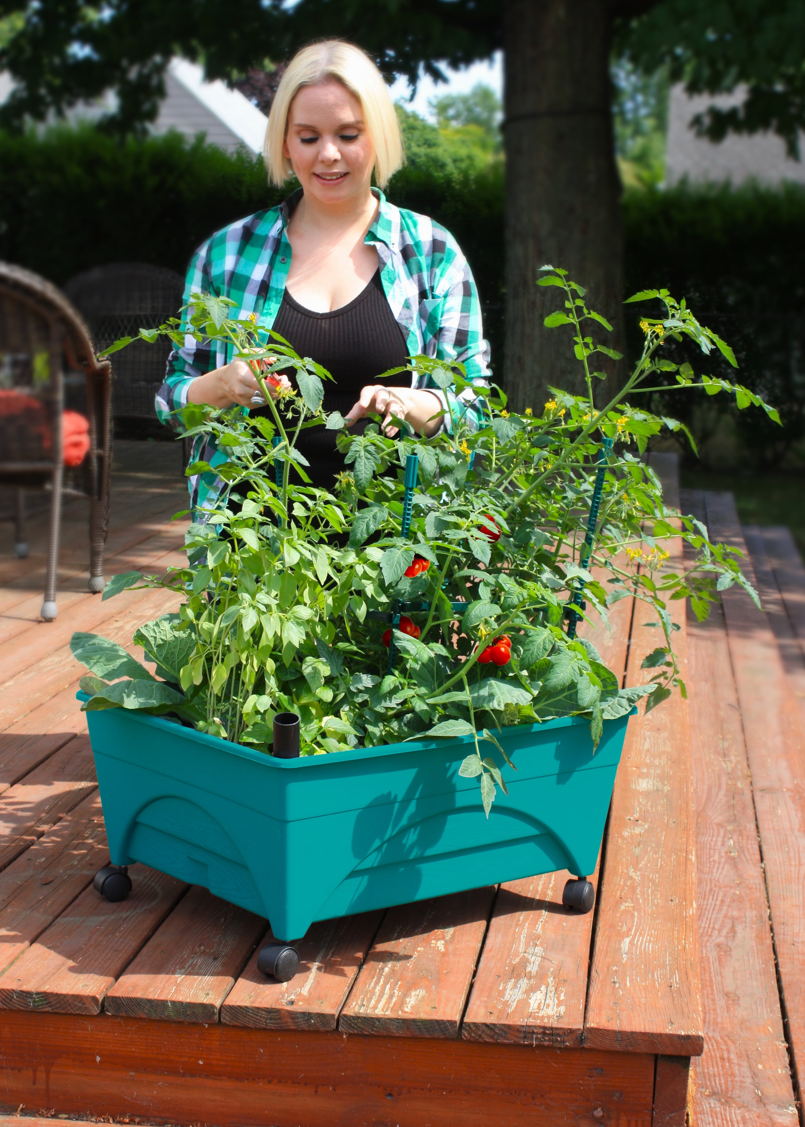 Emsco Group-  Little Pickers Garden Grow Box  Raised Bed with Self-Watering, Improved Aeration, Mobile Casters - Teal