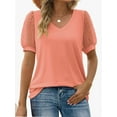 thumbnail image 4 of Womens Summer Casual Shirts Short Sleeve Tunic V Neck Trendy Blouses Tops, 4 of 5