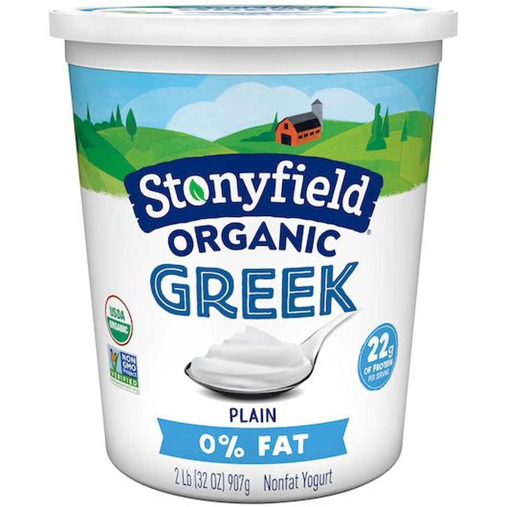 Stonyfield Farm Organic Smooth and Creamy Plain Greek Nonfat Yogurt, 32 Ounce -- 6 per Case.