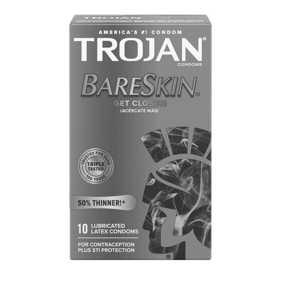 Bareskin Premium Thin Lubricated Condoms - 10 Count (Pack of 10)