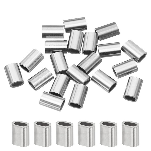 Uxcell 1/16"(1.5mm) Wire Rope Stop Sleeve, 304 stainless steel Cable Wire Rope Crimping Loops Sleeve Ferrules for Wire Rope and Cable Ferrule, Silver 20Pcs