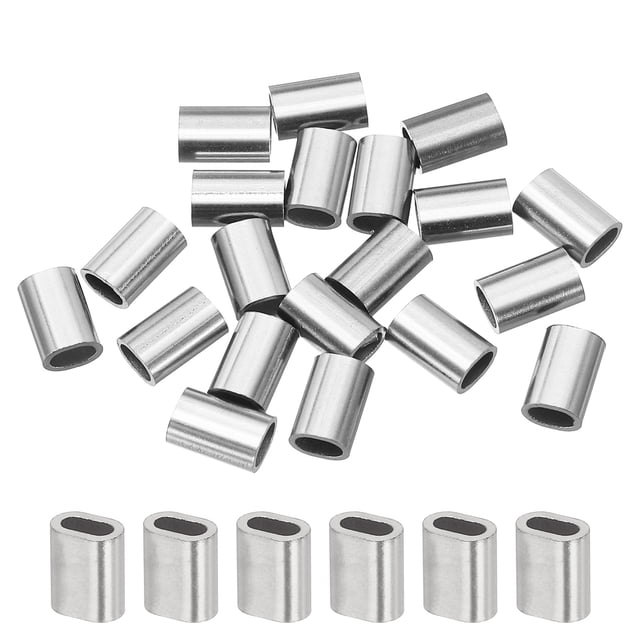 Uxcell Wire Rope Stop Sleeve, 304 Stainless Steel Cable Wire Rope Crimping Loops Sleeve Ferrule for Wire Rope and Cable Ferrule 1/16"(1.5mm)