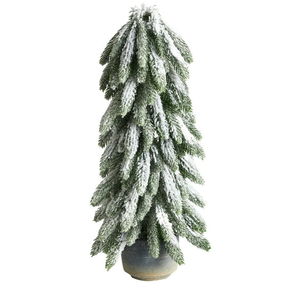 Nearly Natural 21" Flocked Artificial Trees in Decorative Planter