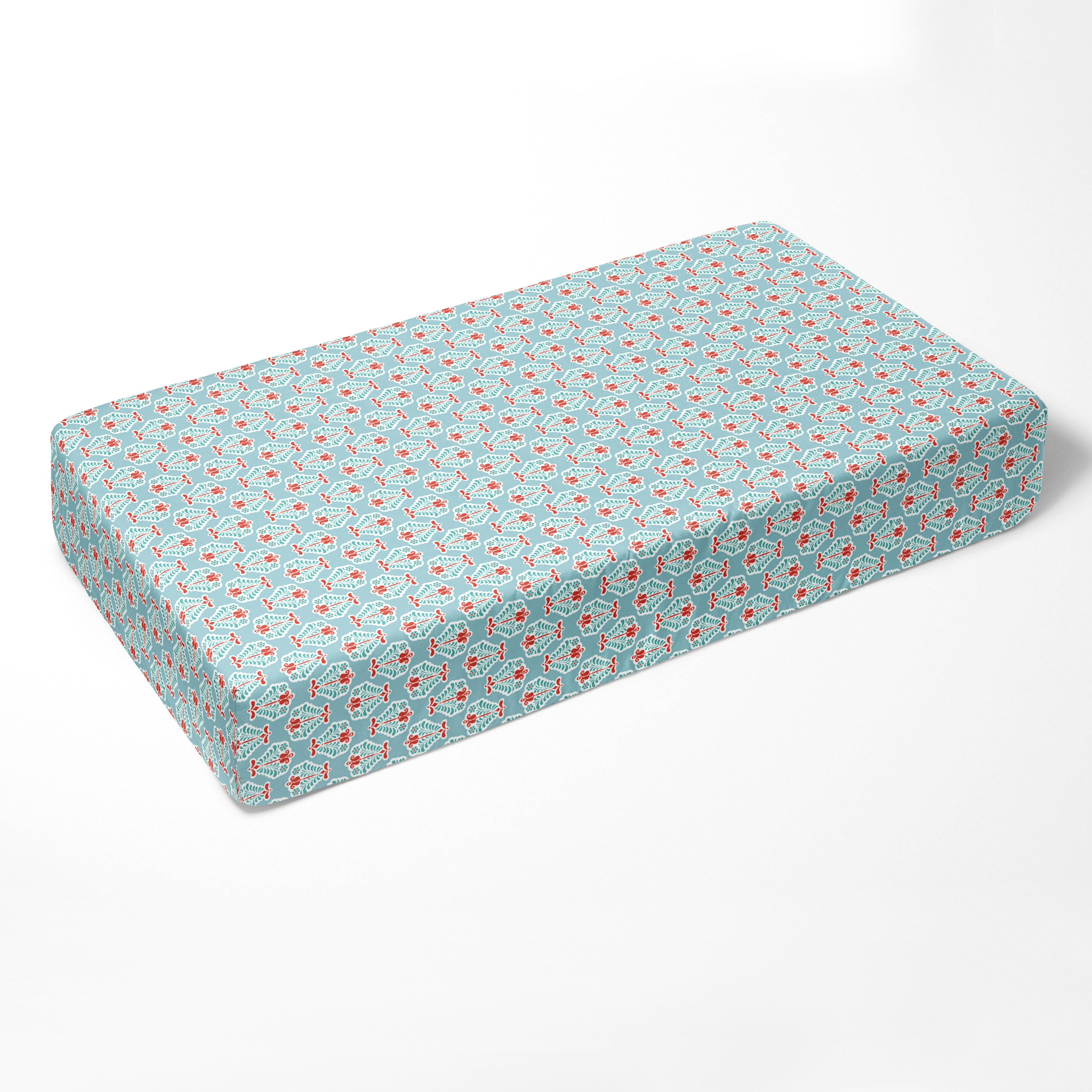 Bacati - Paisley Sophia 4-Piece Crib Bedding Set with Diaper Stacker - Coral/Aqua Girls