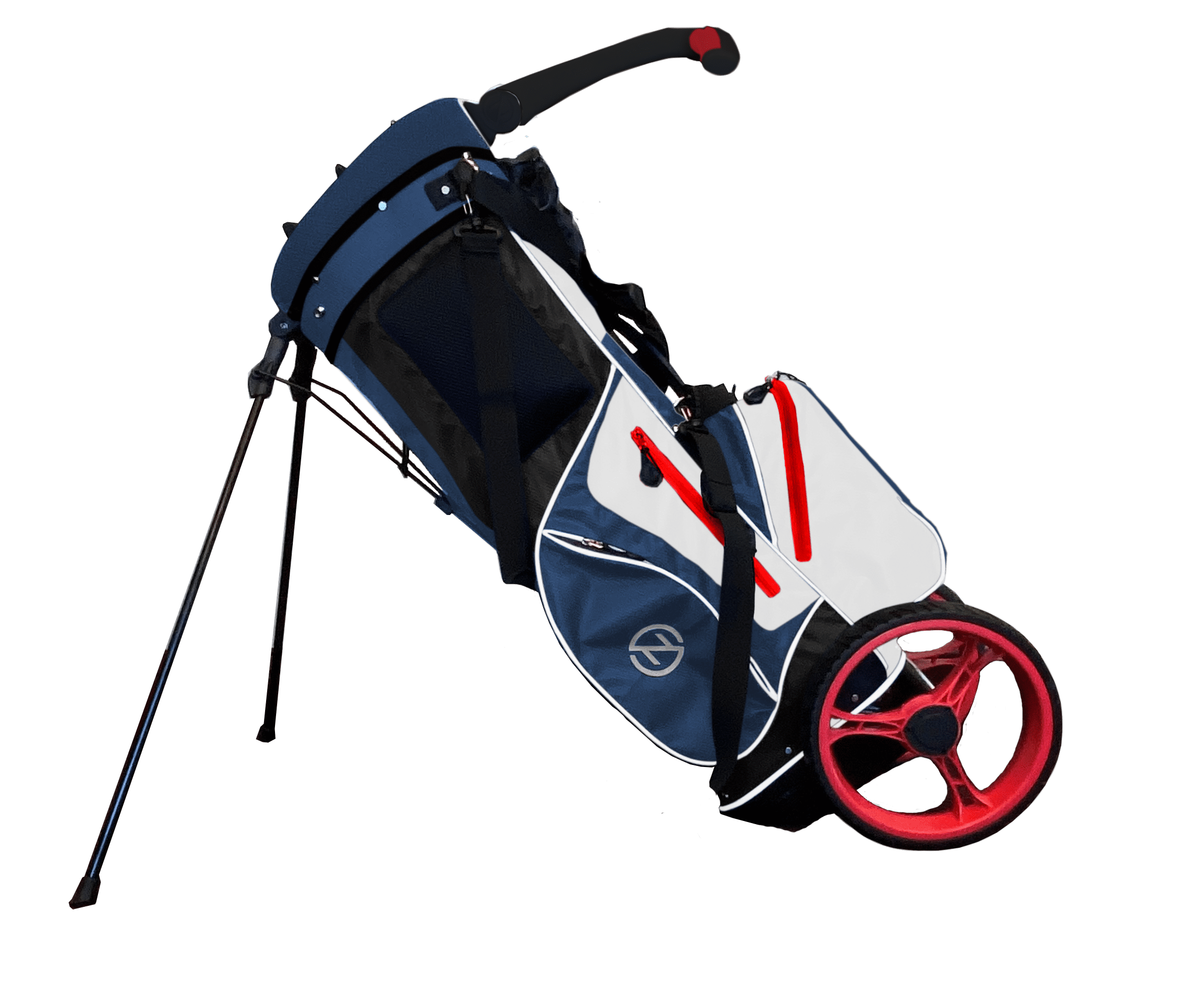 Zero Friction Wheel Pro Push Cart and Stand Bag, Navy