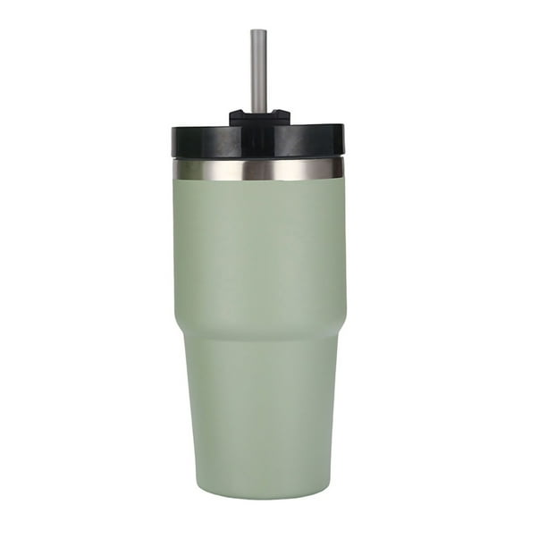 Vaso Aislado Al Vacío De Acero Inoxidable Con Pajita, Pulido Brillante, Mantiene El Calor Y El Frío, Taza Aislada Al Vacío Para Coche