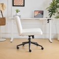 thumbnail image 3 of Ktaxon Oversized Armless Office Chair Swivel Study Chair Adjustable Desk Chair with Criss Cross Legs for Conference and Home Off White, 3 of 6