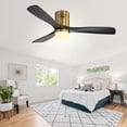 thumbnail image 3 of Sofucor 52 Inch Flush Mount Ceiling Fan with Remote, Reversible Motor,Integrated Light Optional Gold with Black With Light, 3 of 5