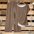 thumbnail image 2 of Hurxie 2 Piece Lounge Sets for Women Spring Vacation Summer Outfits Matching Two Pcs Knit Tracksuits Sweat Suits Brown,L, 2 of 5