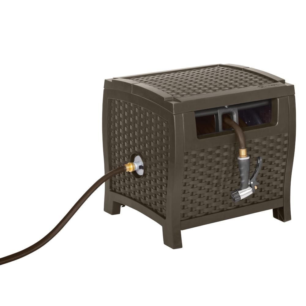 Suncast Slide Trakza Manual Hose Hideaway Reel – 175 ft. Capacity, Resin, Java”