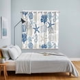thumbnail image 4 of Blue Beige Coastal Kitchen Curtains 63 Inch Length, Summer Beach Starfish Coral Nautical Grommet Top Bedroom Living Room Curtains, Light Filtering Cafe Curtain Drapes 2 Panels Set 84''x63'', 4 of 9