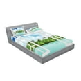 thumbnail image 2 of Ambesonne Tropical Fitted Sheet & Pillow Sham Set, Exotic Forest near Ocean, Full, Aqua Green and Blue, 2 of 2