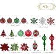 thumbnail image 3 of Christmas Tree Ornaments Set, 50ct Red Green White Shatterproof Christmas Tree Decorations Bulk, Variety Vintage Decorative Hanging B   Ornaments for Xmas Trees Holiday Party Decor，Christmas, 3 of 6