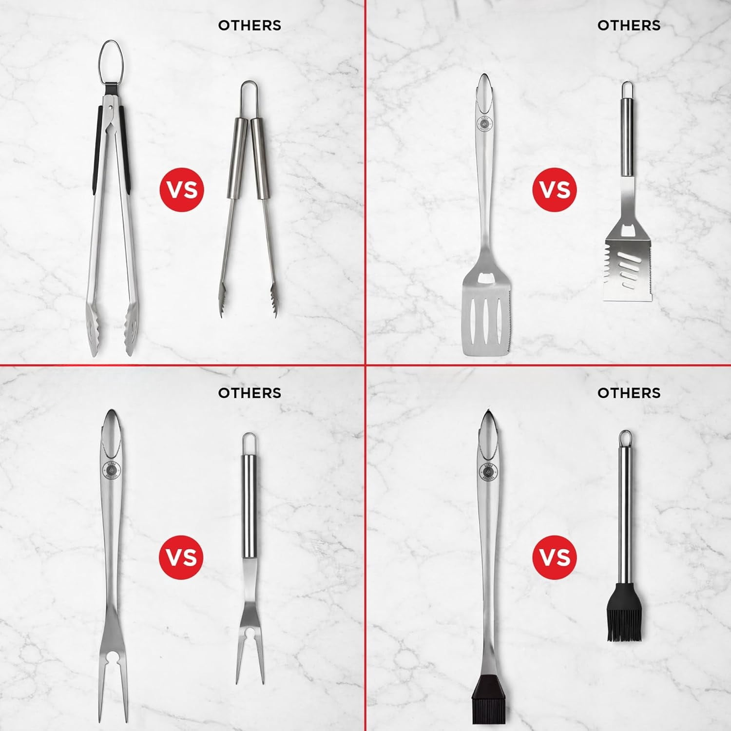 Grilling Accessories - BBQ Accessories Grill Set with Spatula, Fork, Brush & Tongs - Outdoor Barbecue Utensils, Fathers Day Gift for Dad Husband Men Him Boyfriend