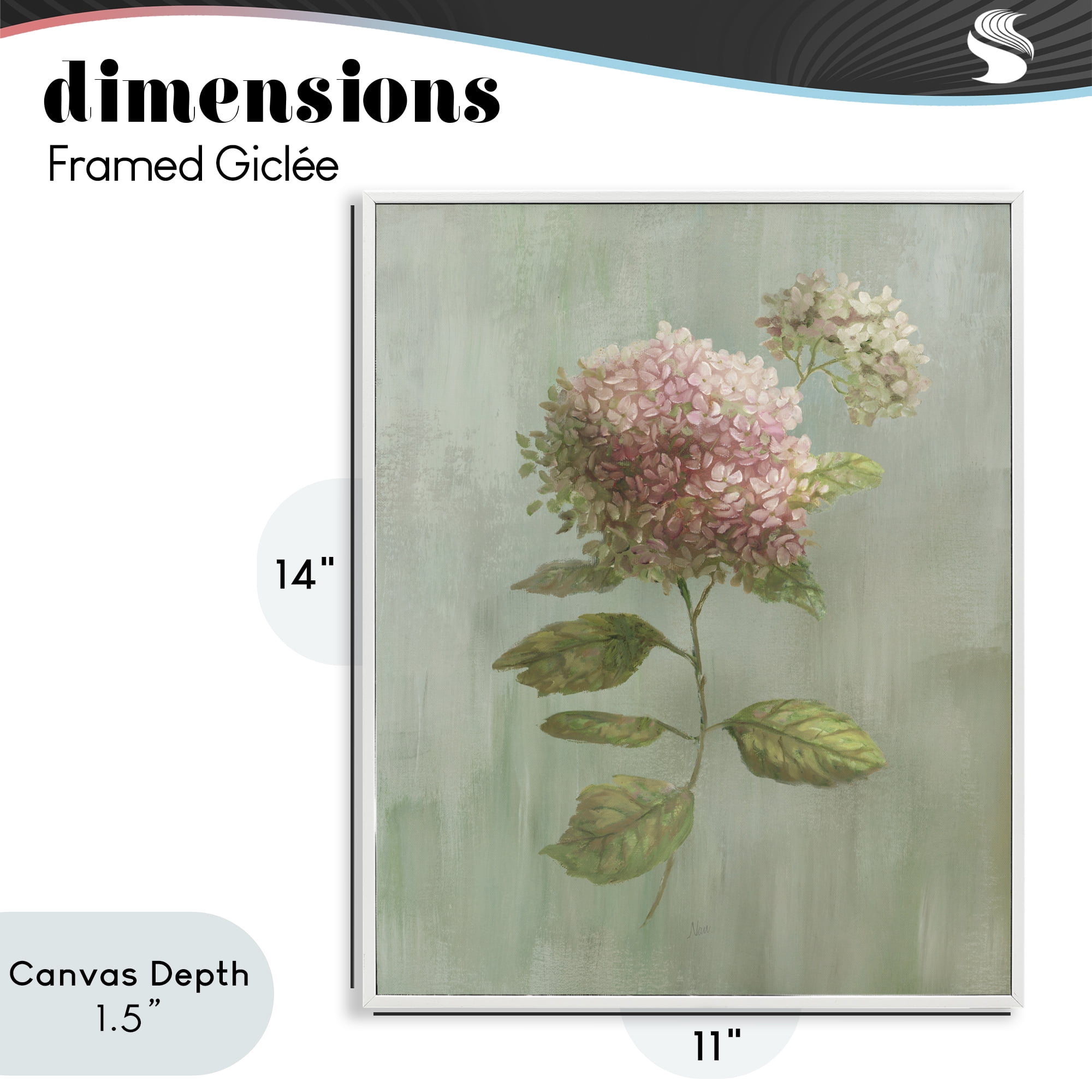 Stupell Industries Vintage Hydrangea Bushel White Framed Giclee Art, design by Nan