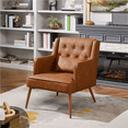 thumbnail image 4 of Renwick Modern Button-Tufted Faux Leather Accent Chair,Retro Brown, 4 of 9