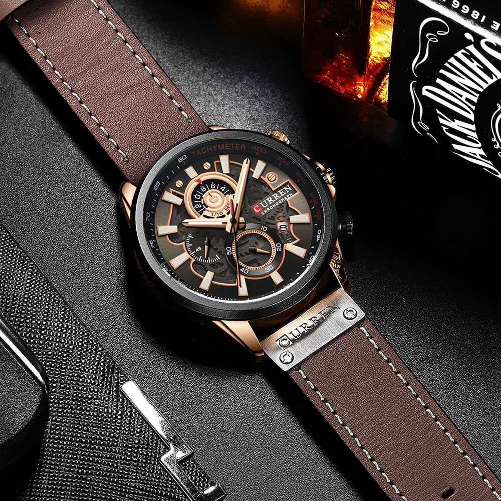 Curren Watch For Men Top Brand Watches Leather Strap Wristwatch Fashion Chronograph Sport Quartz Clock Male Gift - Quartz Wristwatches