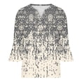 thumbnail image 4 of Pompotops T-shirt Décontracté Imprimé à Manches Trois-Quarts Col en V Manches Évasées pour Femmes Liquidation, 4 of 5