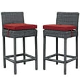 thumbnail image 1 of Modern Contemporary Urban Design Outdoor Patio Balcony Garden Furniture Bar Pub Stool Chair Set, Set of Two, Sunbrella Rattan Wicker, Red, 1 of 2