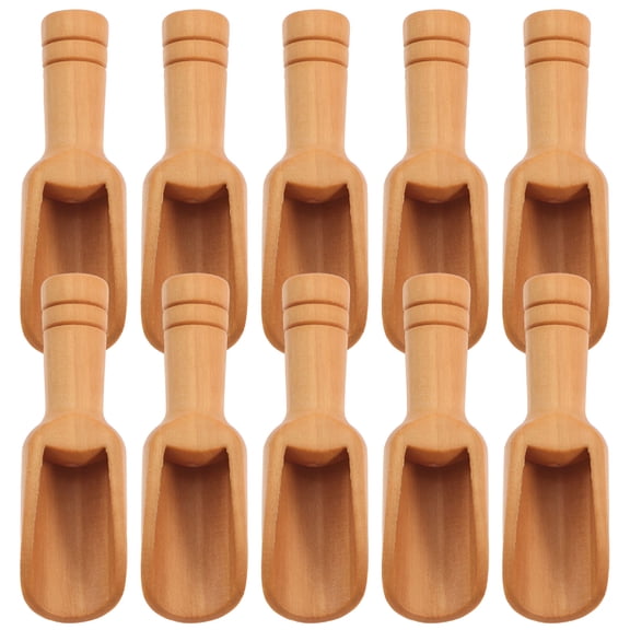 ACDANC 10pcs Wooden Bath Salts Scoops Wooden Coffee Wood Scooper for Sugar Candy Coffee Tea