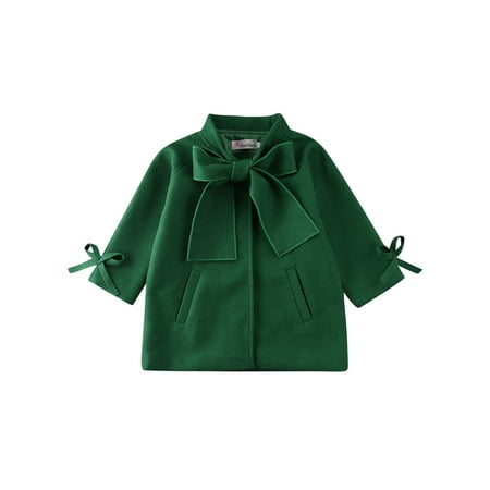 

Toddler Kid Baby Girls Warm Wool Bowknot Coat Winter Overcoat Outwear Jacket