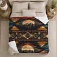 thumbnail image 5 of Mountain Moon Aztec Tribal Pattern Teal Orange, Peaceful Mountain Lake Scene, Warm Flannel Blanket for Cabin and Lodge, Outdoor Lovers Friendship Gift, Artistic Home Decor, 5 of 9