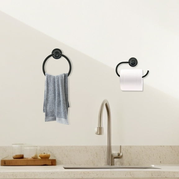 Toilet Paper Holder and Towel Holder Set Stainless Steel Towel Ring Toilet Paper Holder Easy to Install Towel and Toilet Paper Holder Set for Home Bathroom Kitchen