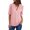 Pink, variant on SDNall Womens Summer Shirts Zip Casual Tunic V-Neck Rollable Blouse Tops T-Shirt