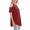thumbnail image 2 of KOGMO Womens Cold Shoulder Short Ruffle Sleeve Tunic Top, 2 of 4