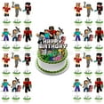 thumbnail image 5 of 50-Pcs For Minecraft Cartoon-Themed Party Decoration Set – Includes Banner, Cake Topper, 24 Cupcake Toppers, 6 spiral and 18 Balloons for Festive Celebrations, 5 of 7