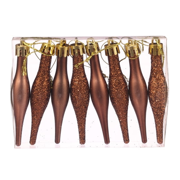 Irregular Christmas Ball Ornaments, 8 Pack Brown Plastic Hanging Baubles for Tree, Wreath and Garland Decor