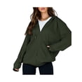 thumbnail image 2 of Women's Casual Hooded Jacket Long Sleeve Zip Up Solid Color Outwear with Pockets Fall Sweatshirt, 2 of 9