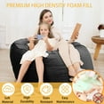 thumbnail image 4 of Bean Bag Chair, 4 ft Giant Bean Bag for Adults, Teens, Foam Filled Bean Bag Chairs with Velvet Cover, Big Beanbag Chair Round Soft Lazy Bean Bag Sofa for Living Room, Black, 4 of 7