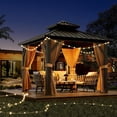thumbnail image 3 of Twister.CK 10x10ft Hardtop Double Roof Gazebo, Water-Resistant, with Netting and Curtains, for Outdoor Patio, Lawns, Khaki, 3 of 8