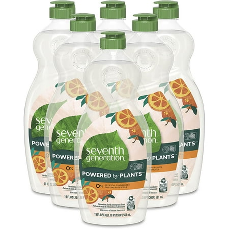 Seventh Generation Dish Soap Liquid Clementine Zest Lemongrass Scent, 114 Fl Oz (6-Pack of 19 fl Oz Each)