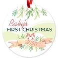 thumbnail image 1 of Soul Décor Christmas Ornaments Tree Decoration, Baby's First Christmas 2020 Ornament, Large 3.75" Round Metal Ornament, Velvet Pouch Included, 1 of 7