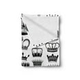 thumbnail image 2 of Queen Soft Flannel Fleece Throw Blanket, Big Silhouette Crown Set Monarchy Imperial Ruler Antique Vintage, Cozy Plush for Indoor and Outdoor Use, 50" x 60", Black and White, by Ambesonne, 2 of 5