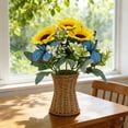 thumbnail image 1 of Decoración del hogar, girasol artificial adecuado para bodas y decoración del hogar. Vegetación al aire libre y flores artificiales adecuadas para decoración tanto de interior como de exterior. Planta, 1 of 7